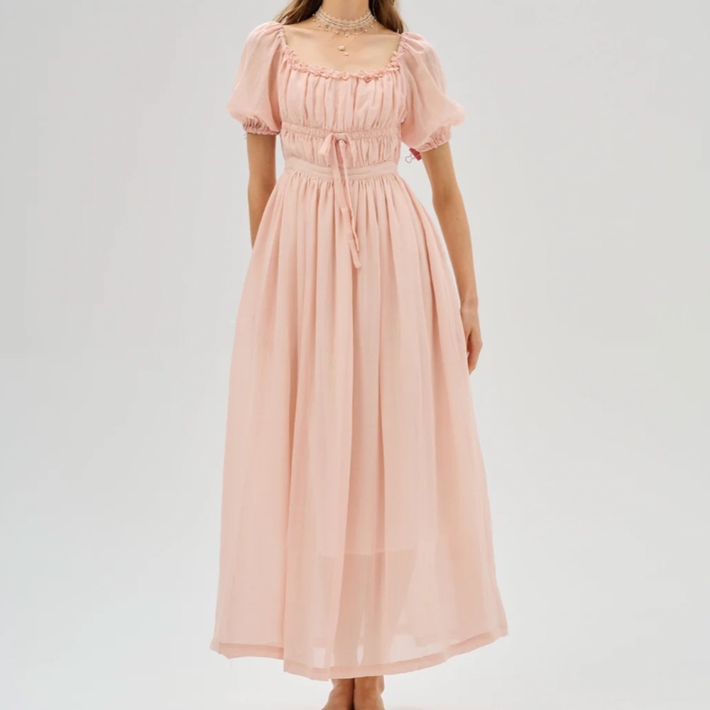Dusty Pink Linen Maxi Dress